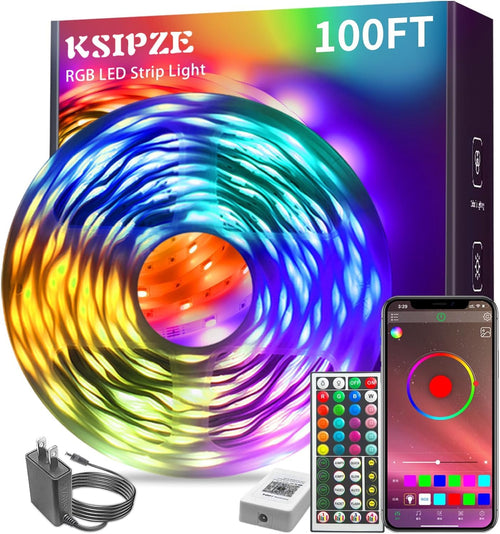 100ft RGB LED Strip Lights – Music Sync App Control Bedroom
