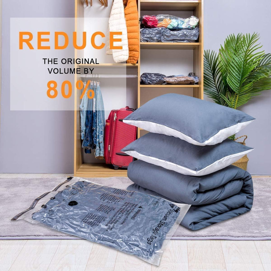 GONGSHI Vacuum Seal Bags for Clothing Travel & Home Storage, Travel Vacuum Bags with Pump,Space Saver for Blankets, Comforters, Pillows, Clothes,24 Combo with Electric Pump