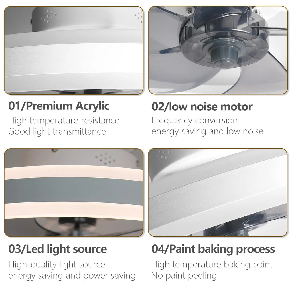 Ceiling Fan With Light And Remote Control Fanstira LED Lamp Small Decorative Fans Cooler Decoration For Bedroom Home Appliance