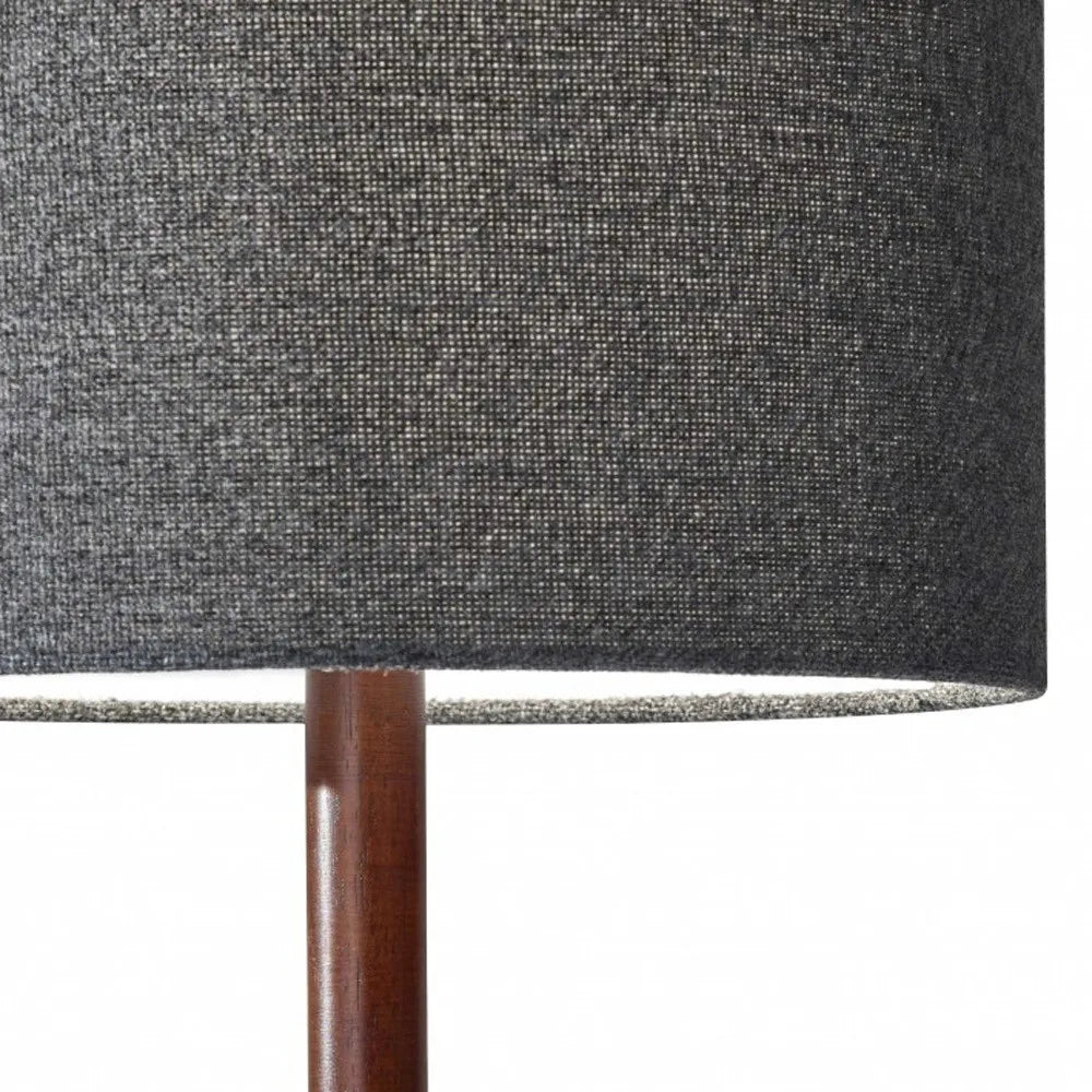 HMS Modern Walnut Wood Finish Table Lamp Cozy Cabin Ambient Light Iron Body LED Simple Battery for Office Home Decoration