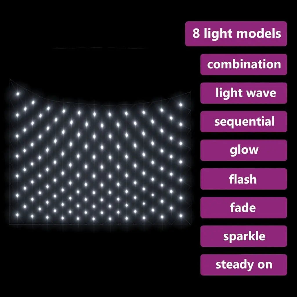 VidaXL W2B LED Net Light 9.8'x 6.6' Cool White PVC Water-Resistant Decorative Lighting