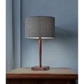 HMS Modern Walnut Wood Finish Table Lamp Cozy Cabin Ambient Light Iron Body LED Simple Battery for Office Home Decoration