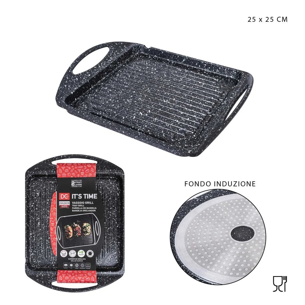Cast aluminum induction tray 25x25cm for kitchen
