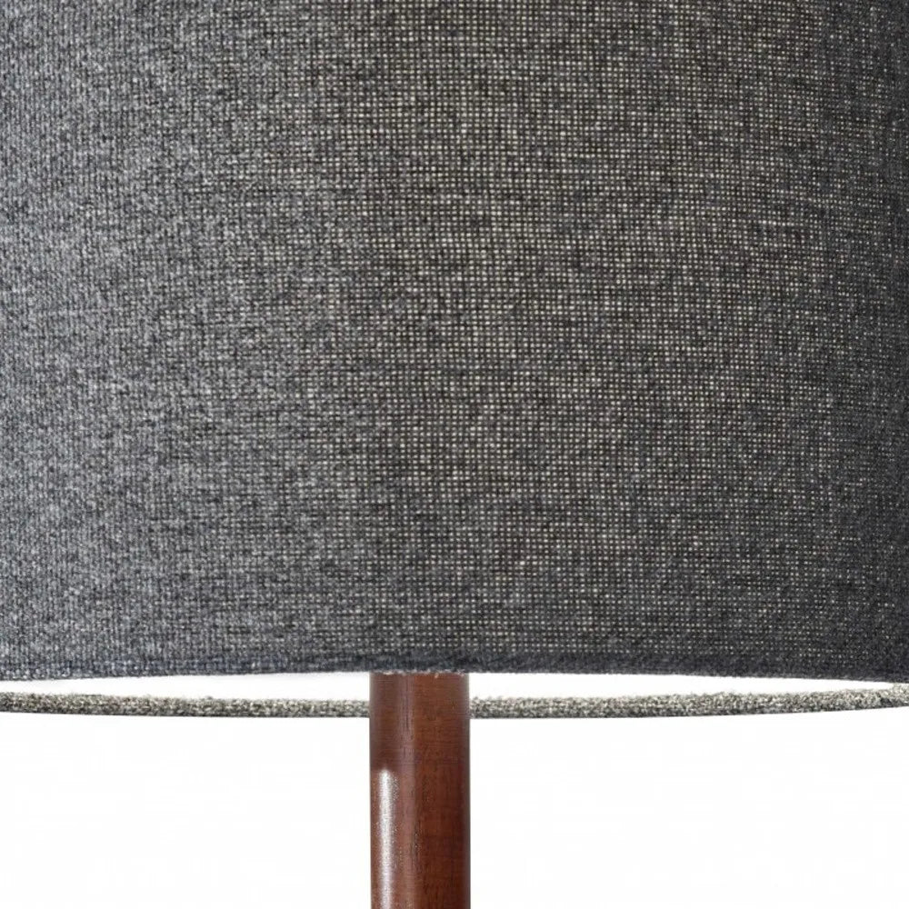HMS Modern Walnut Wood Finish Table Lamp Cozy Cabin Ambient Light Iron Body LED Simple Battery for Office Home Decoration