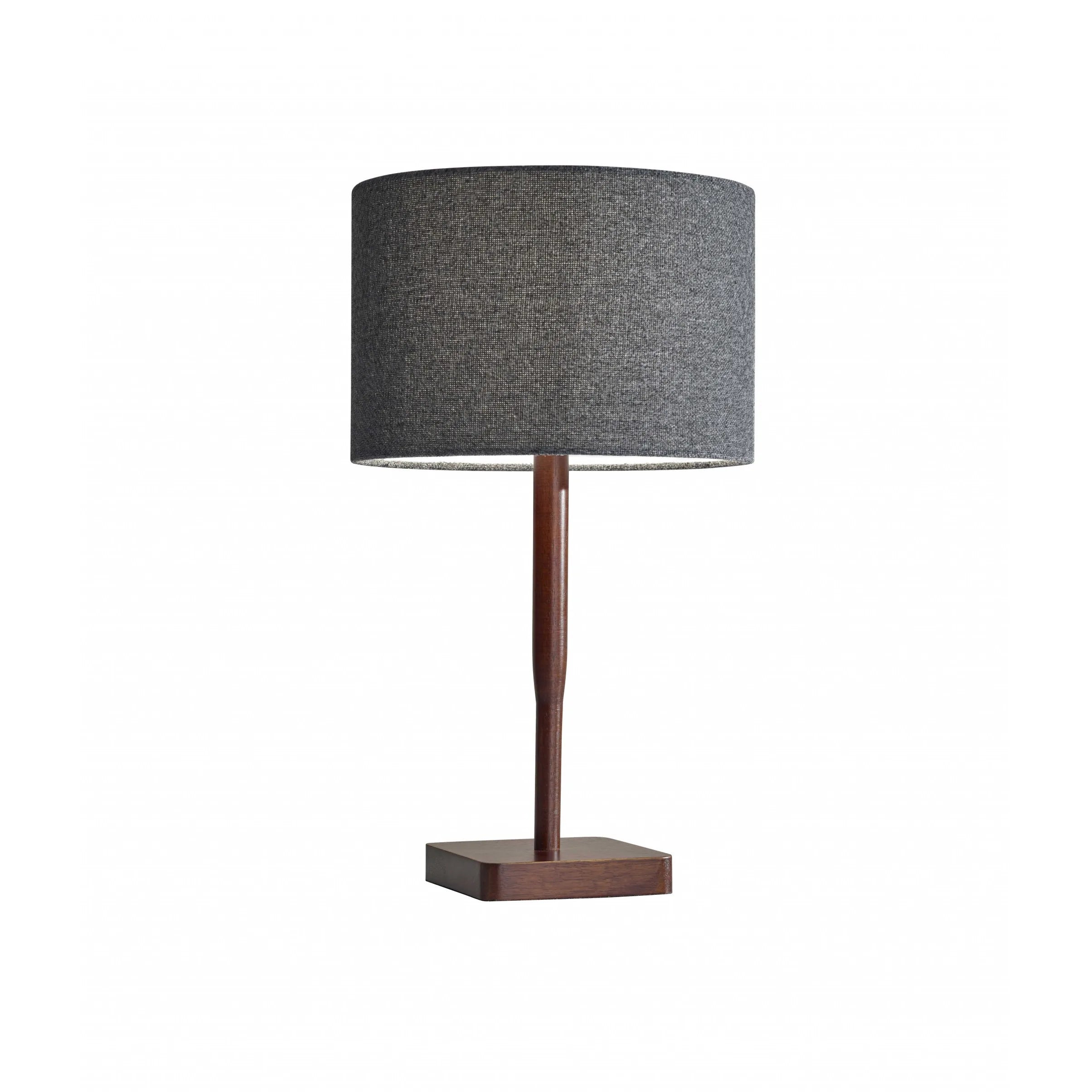 HMS Modern Walnut Wood Finish Table Lamp Cozy Cabin Ambient Light Iron Body LED Simple Battery for Office Home Decoration