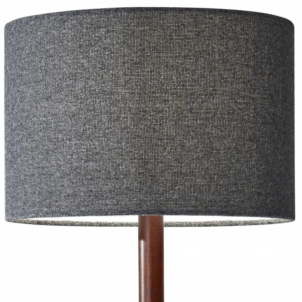 HMS Modern Walnut Wood Finish Table Lamp Cozy Cabin Ambient Light Iron Body LED Simple Battery for Office Home Decoration