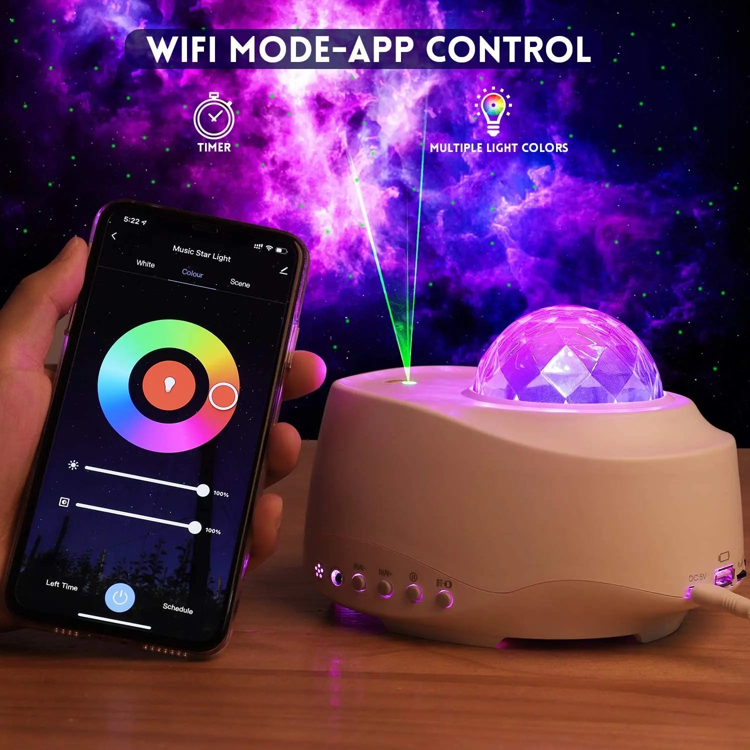 Premium APP Remote Voice Control Ocean Wave Led Star Projector Night Lamp Light, Lamp Night Led Lamp Light