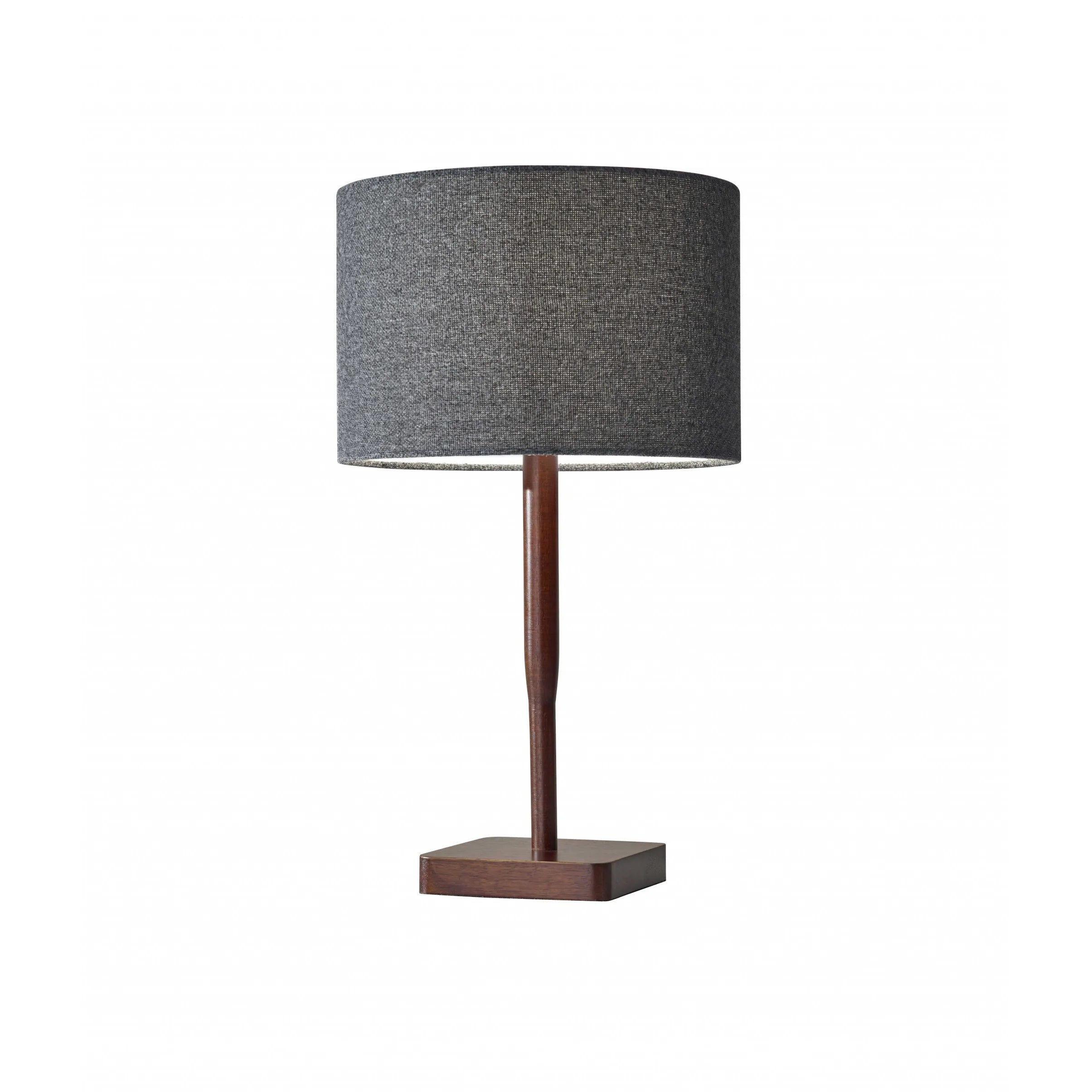 HMS Modern Walnut Wood Finish Table Lamp Cozy Cabin Ambient Light Iron Body LED Simple Battery for Office Home Decoration