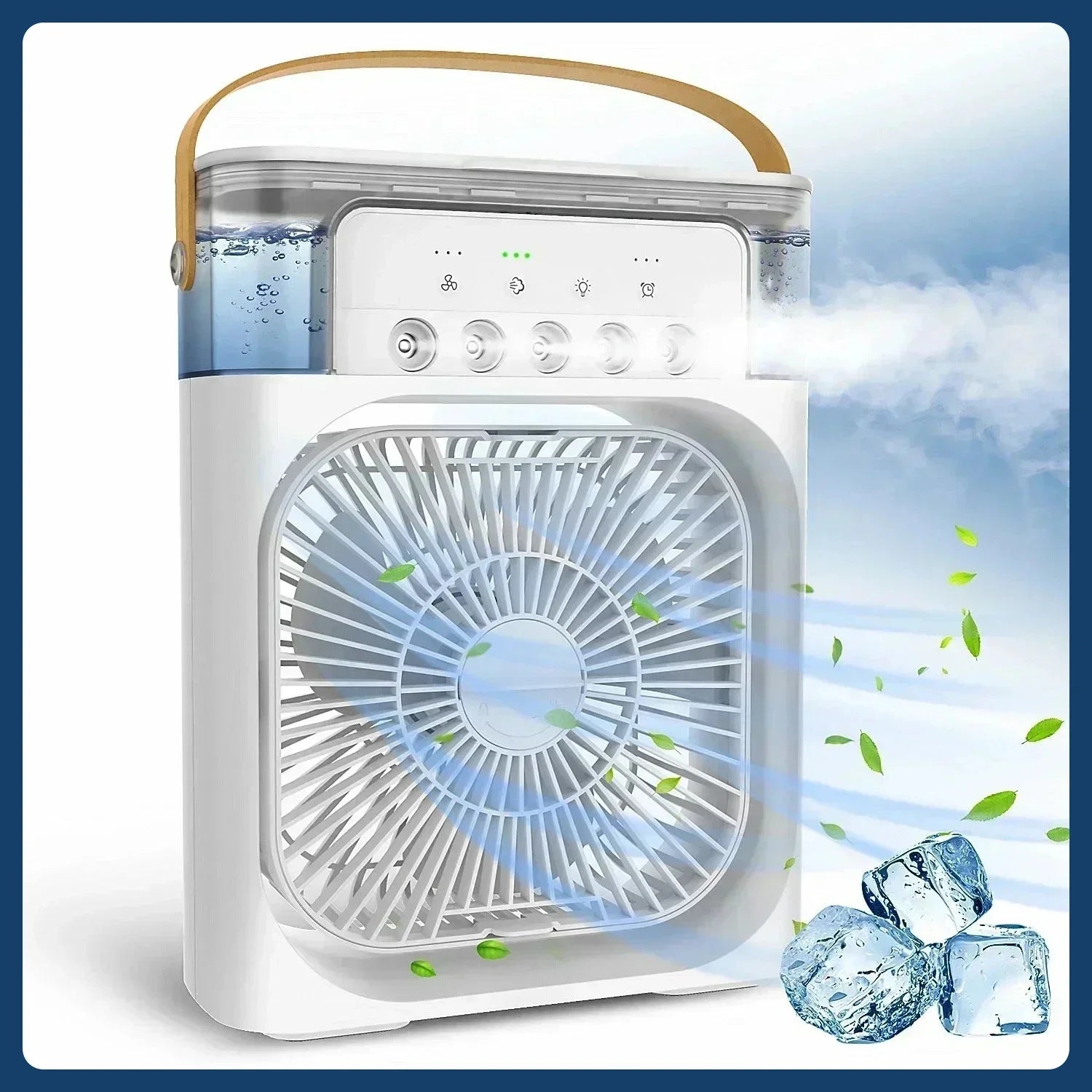 Household Portable Cooling Air Cooler3-in-1Multifunctional Mini Fan Humidifier LED Night Light Personal Air Conditioner for Dorm