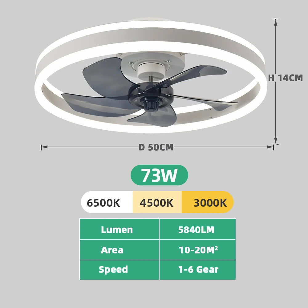 Ceiling Fan With Light And Remote Control Fanstira LED Lamp Small Decorative Fans Cooler Decoration For Bedroom Home Appliance