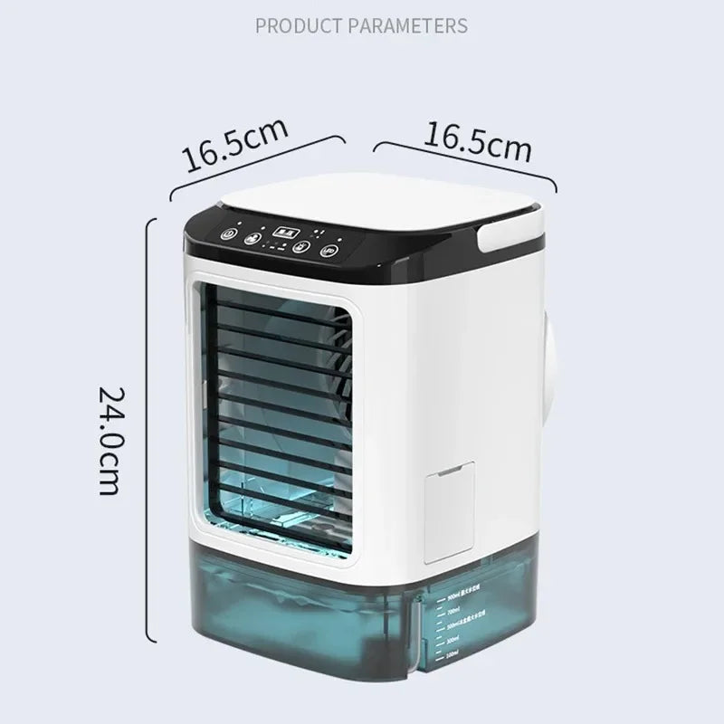 Portable Home Air Conditioner, Desk Fan with Dual Ultrasonic Atomization, 3 Speeds, Quiet, with Night Light，Desktop air conditio