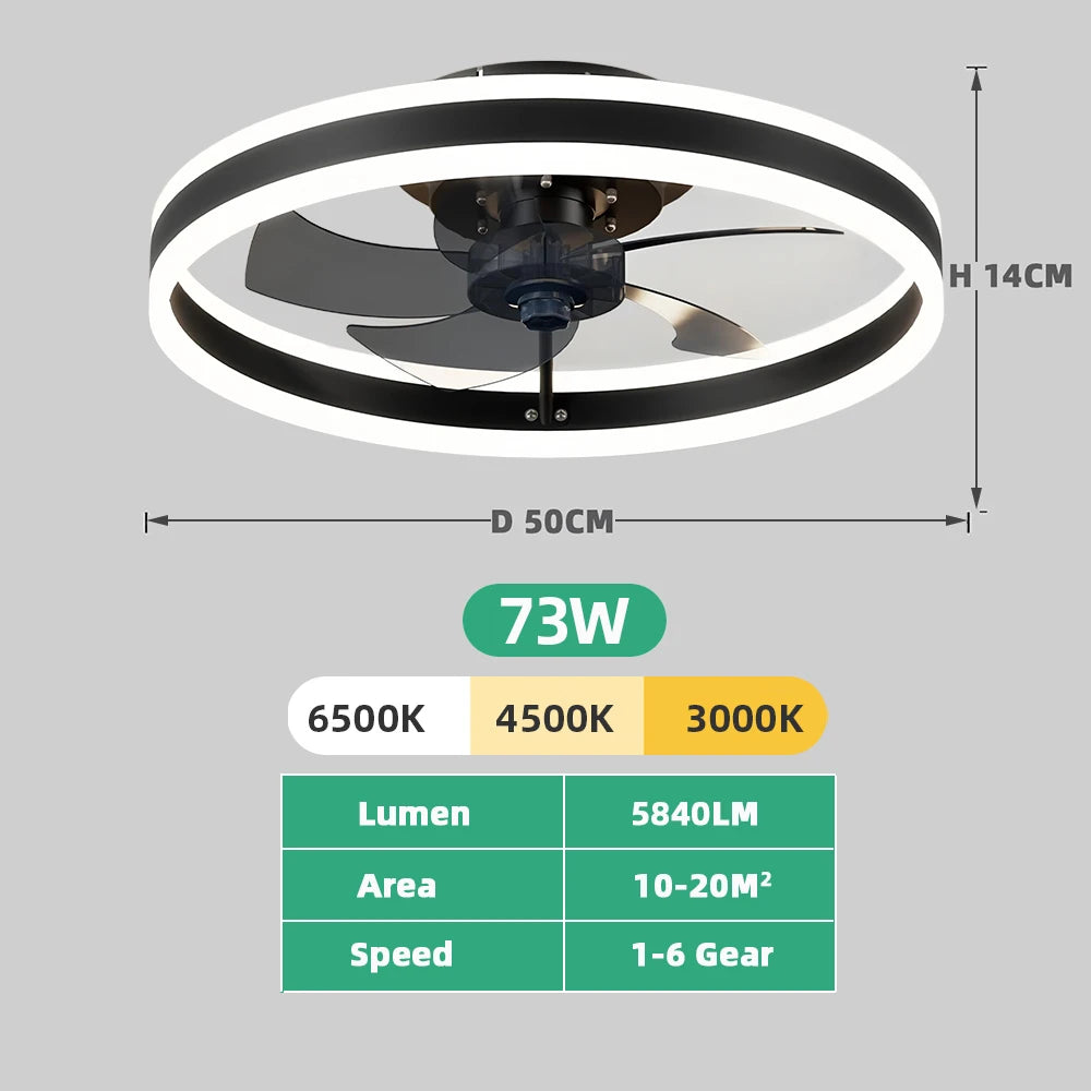 Ceiling Fan With Light And Remote Control Fanstira LED Lamp Small Decorative Fans Cooler Decoration For Bedroom Home Appliance