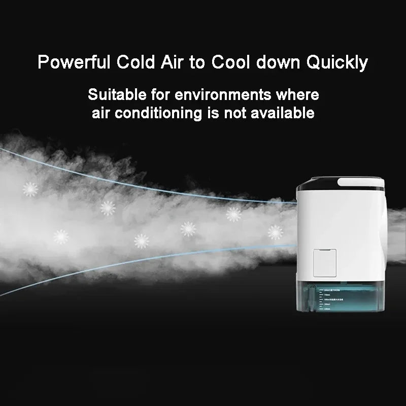 Portable Home Air Conditioner, Desk Fan with Dual Ultrasonic Atomization, 3 Speeds, Quiet, with Night Light，Desktop air conditio