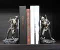 Dueling Medieval Crusader Knights W/ Coat Of Arms Heraldry Shields Bookends Set
