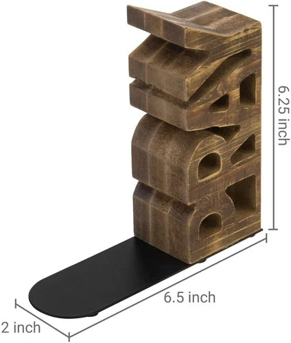 Rustic Burnt Brown Wood Tabletop " Read & Pray " Decorative Bookends, Set of 2